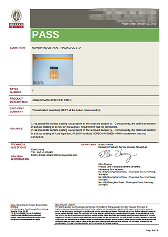 Cork Stopper Testing Report