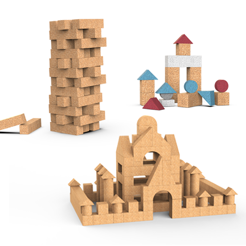 cork building block toy set 3