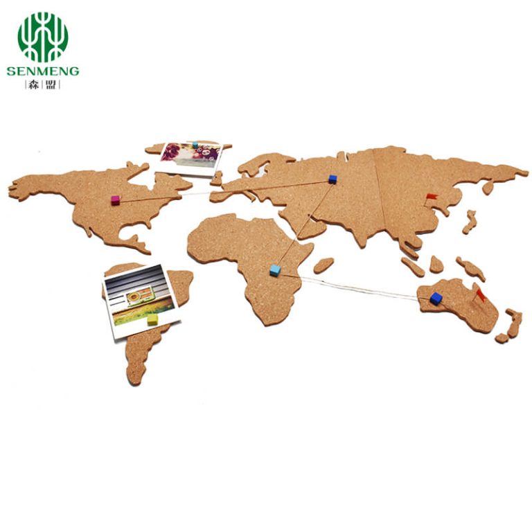 World Map Cork Pin Board SENMENG