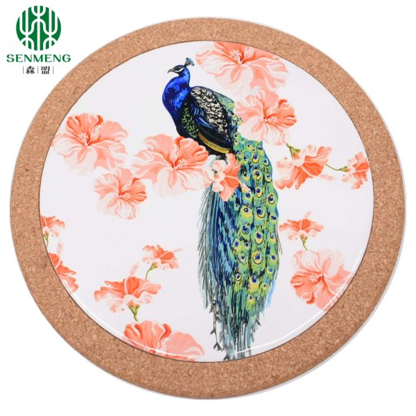 Prevent Scratching and Multifunctional Custom Ceramic Pot Holder Cork Placemats