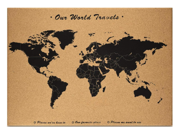 World Map Bulletin Memo Cork board World Map Design with Push Pins for Kitchen, Classroom, Home Office - 图片 5