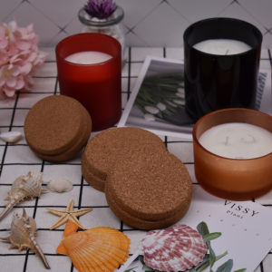 Eco-chic natural cork candle lids perfectly fitted for any makesy aura candle jar