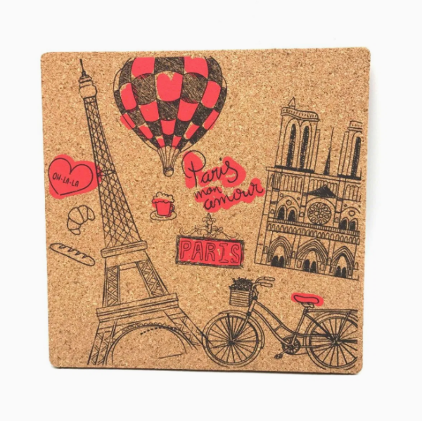 Wholesale Square Cork Placemat with Cute Customized Designed Pattern