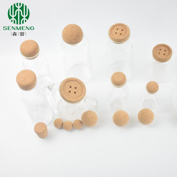 ISO Sustainable Cork Ball Lid Glass Storage Jars Dia. 80mm - 图片 7