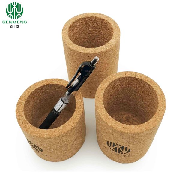 Height 10cm Eco Cork Pen Holder Lightweight Desk Organizer Cylindrical
