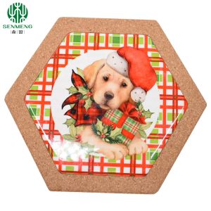 Custom Hot Sale Hexagon Cork Placemat Ceramic Natural Cork Trivets