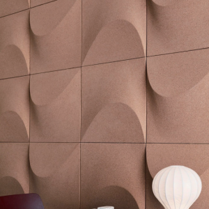 Acoustic Cork Wall Tiles with Geometric Surface, Customized Shape