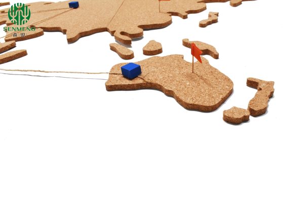 Cork World Map Push Pin Travel Map Self-Stick Adhesive Cork Board - 图片 3