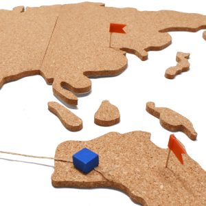 Natural Cork World Map Wall Hanging Push Pin Board for Home,School and Office Decor