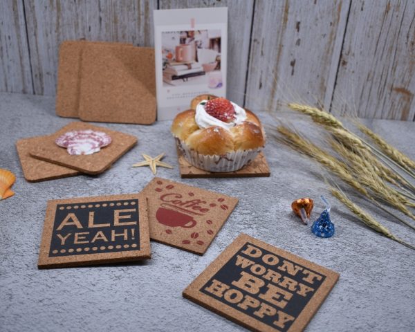 Natural Cork Drink Coasters – Absorbent,Printed, Custom Size Square Shape Cork Coasters - 图片 2