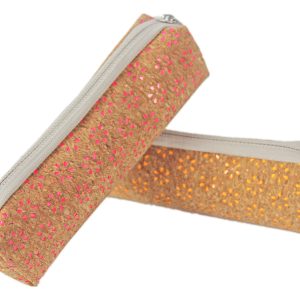 Cork Pencil Case With Flower Hollow-carved Pattern Stationery Pen Pouch