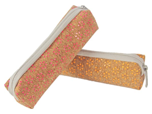 Cork Pencil Case With Flower Hollow-carved Pattern Stationery Pen Pouch