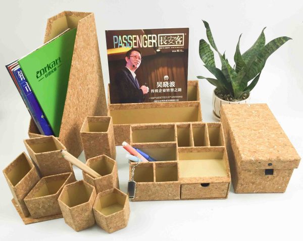 Cork Fabric Pen Holder Stationery Desk Storage Organizer Office - 图片 7