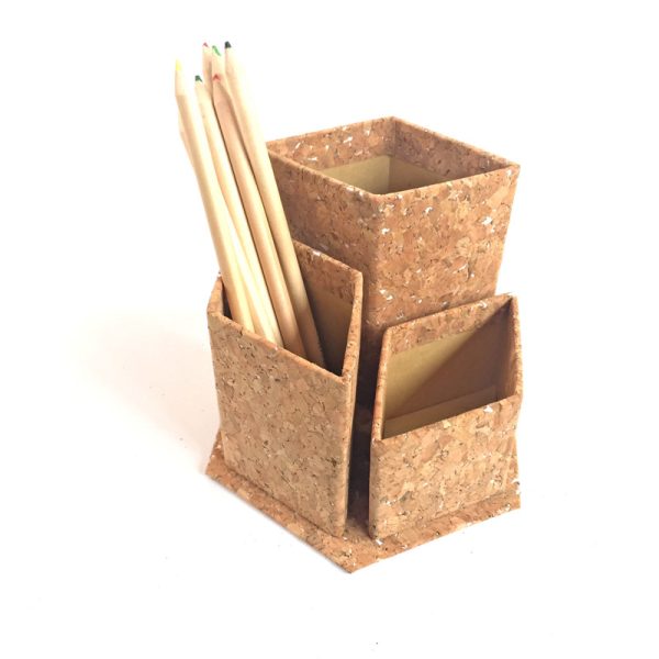 Cork Fabric Pen Holder Stationery Desk Storage Organizer Office - 图片 4