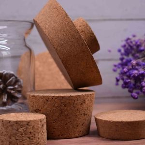 Agglomerated Tapered Cork Lid with Holding Knob Glass Jar Container