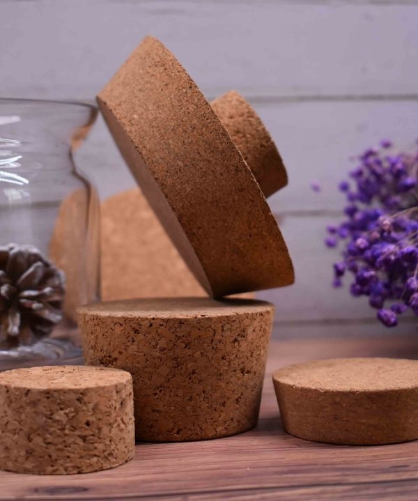Agglomerated Tapered Cork Lid with Holding Knob Glass Jar Container