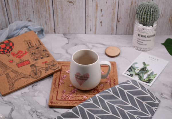 Cork Placemats 17inchx 7inch Heat Resistant Non Slip Cork Place Mats Rustic Mats for Dining Table - 图片 2