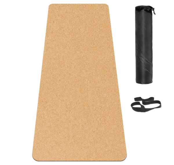 Cork Yoga Exercise Mat Natural Sustainable Cork Resists Sweat and Odors | Non-Slip TPE Backing Prevents Slipping Great for Hot Yoga, Pilates, Fitness Working Out