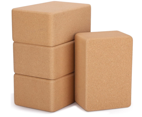Cork Yoga Brick Non Slip Supportive Equipment High Density Bricks Wood Exercise Blocks Women Gifts for Stretching Flexibility Balance Fitness Pilates