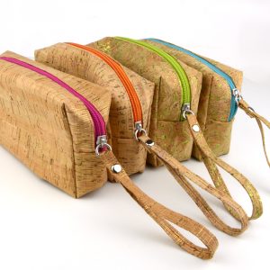 Cork Makeup Bag With Gold Flecks Threads Eco Friendly Cork Toiletry Bag