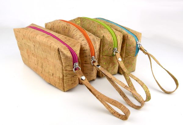 Cork Makeup Bag With Gold Flecks Threads Eco Friendly Cork Toiletry Bag