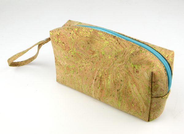 Cork Makeup Bag With Gold Flecks Threads Eco Friendly Cork Toiletry Bag - 图片 7