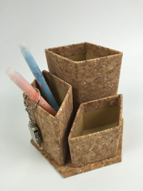 Cork Fabric Pen Holder Stationery Desk Storage Organizer Office - 图片 4