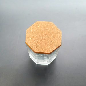 Octagonal glass jar with cork lid